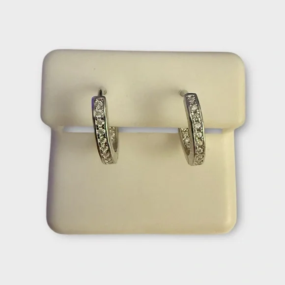 Moissanite And Silver Hoop Earrings - Picture 1 of 3